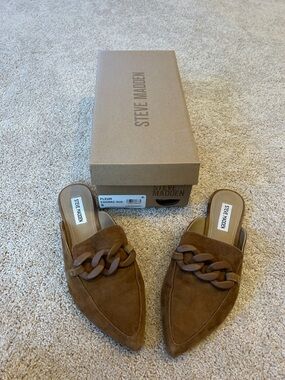 Steve Madden Fleur Cognac Suede Mules